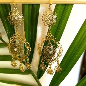 New Gold Tone Chandelier Earrings